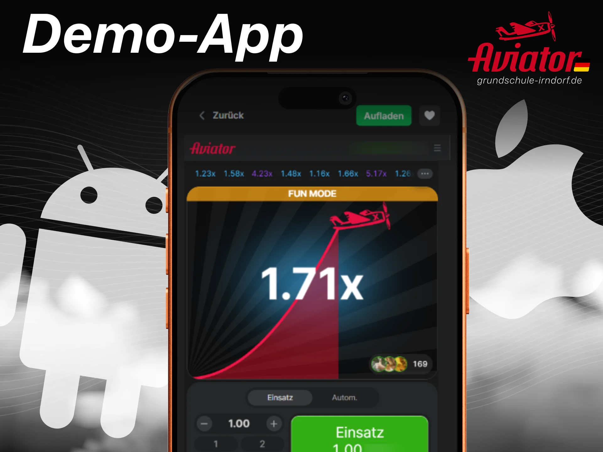 Testen und nutzen Sie die Aviator Demo-App ganz bequem auf Ihrem Android- oder iOS-Smartphone.